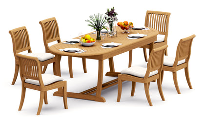 94" Oval Table with Trestle Legs and Arbor Armless Chairs
