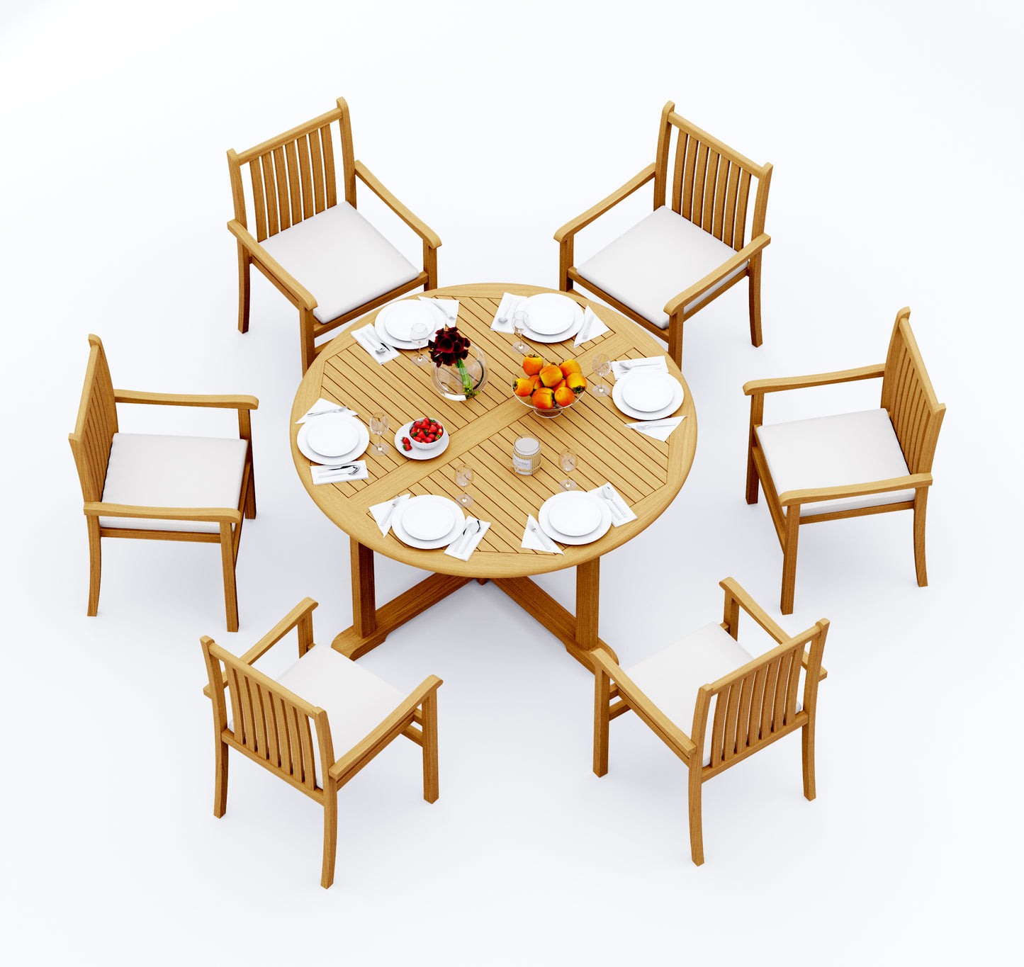 60" Round Table with 6 Cahyo Chairs