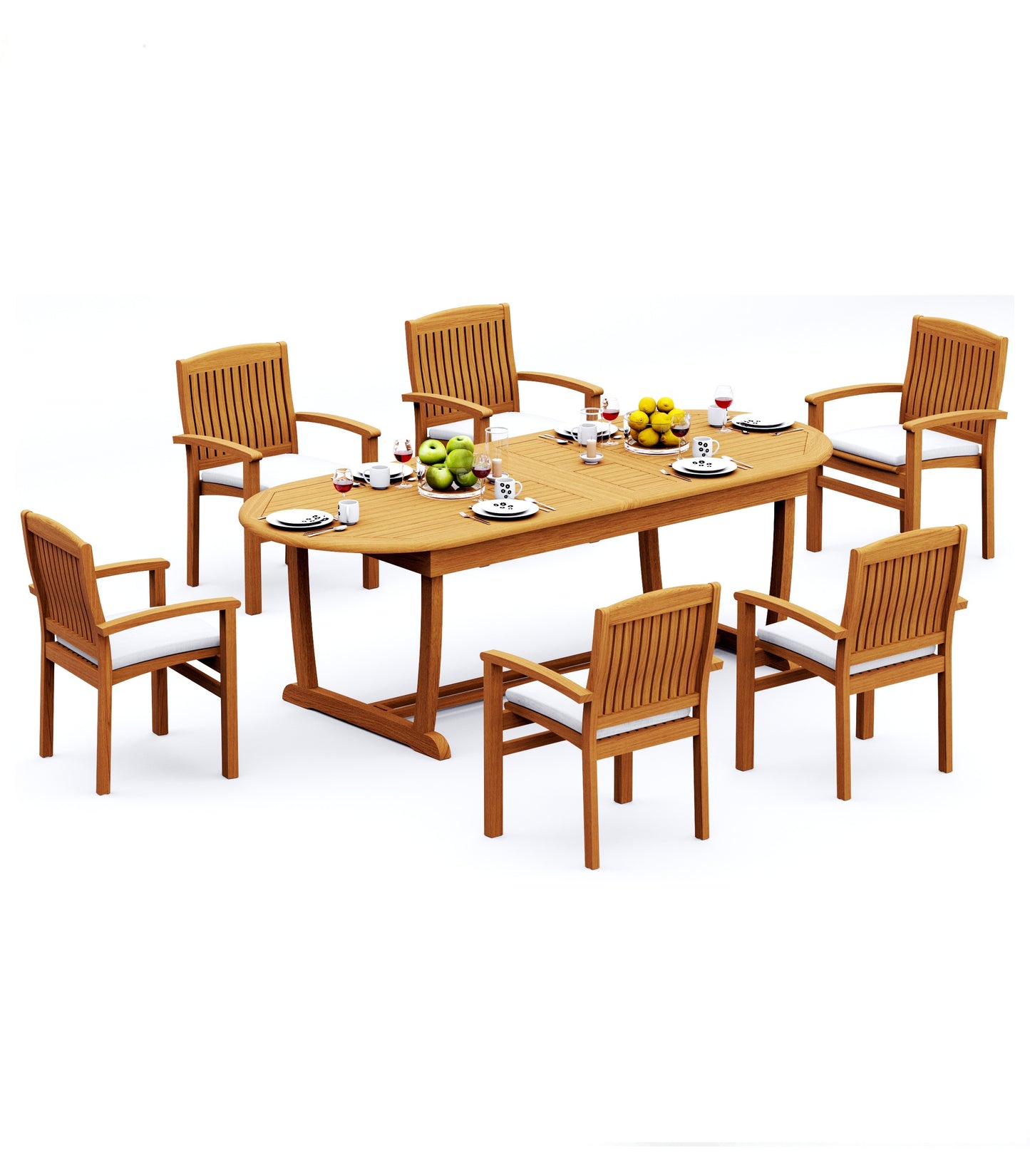 94" Oval Table with Trestle Legs and Wave Chairs