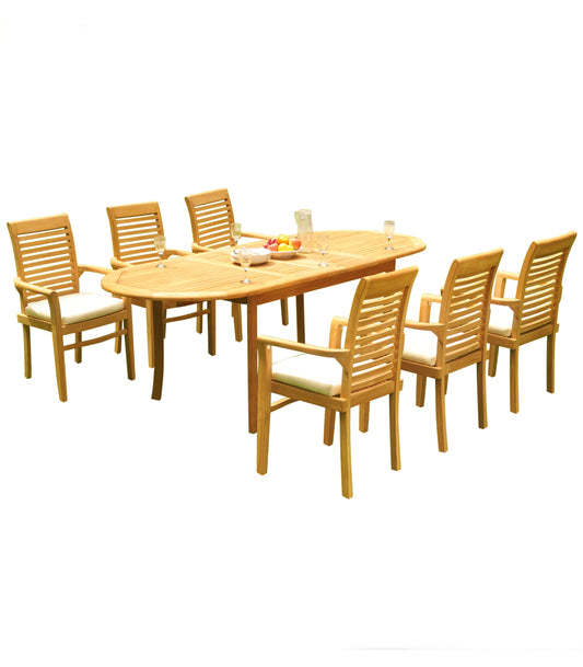 94" Oval Table with Trestle Legs and Mas Chairs