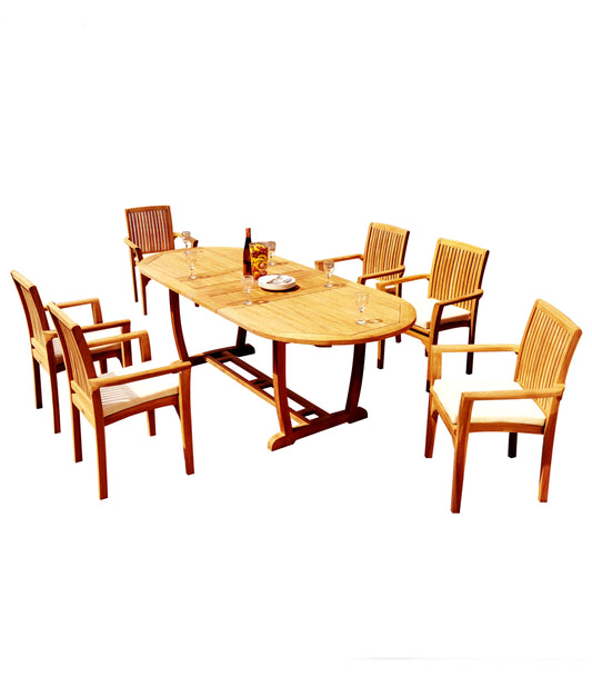 94" Oval Table with Trestle Legs and Lua Chairs