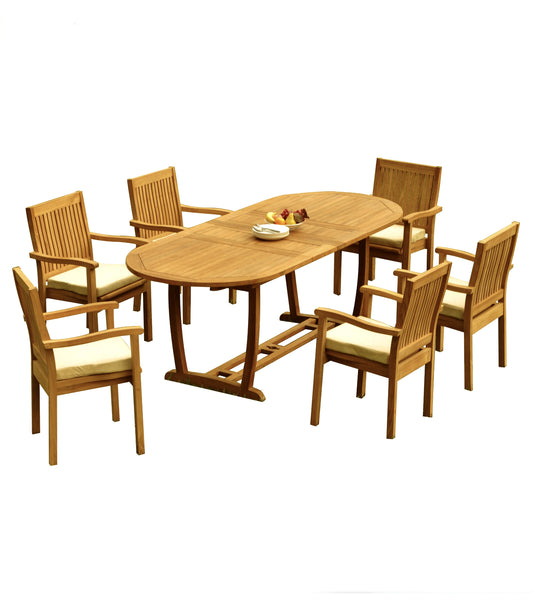 94" Oval Table with Trestle Legs and Leveb Chairs