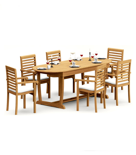 94" Oval Table with Trestle Legs and Hari Chairs