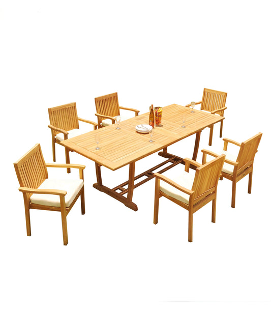 94" Rectangle Table with Trestle Legs and Leveb Chairs