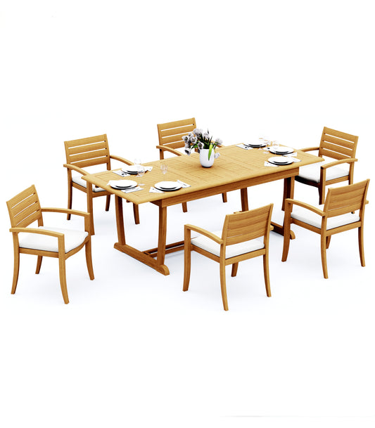 94" Rectangle Table with Trestle Legs and Travota Chairs