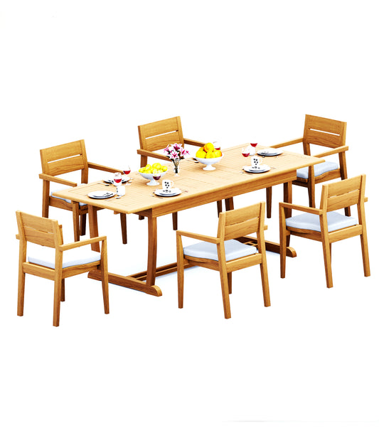 94" Rectangle Table with Trestle Legs and Vellore Chairs