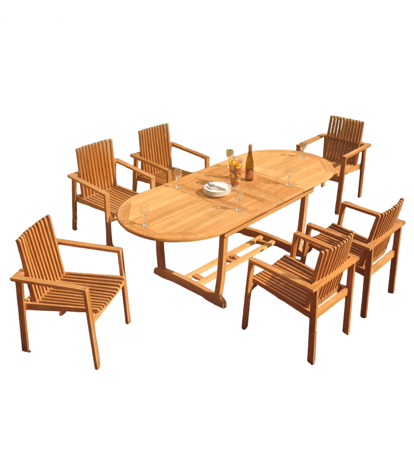 94" Oval Table with Trestle Legs and Clipper Chairs