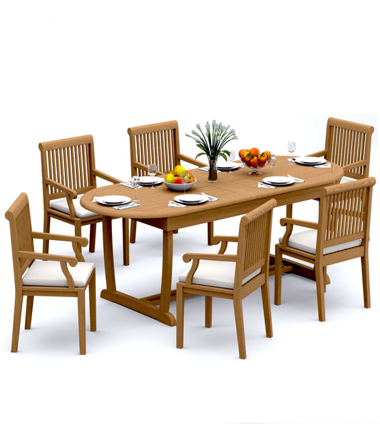 94" Oval Table with Trestle Legs and Sack Chairs