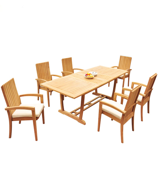 94" Rectangle Table with Trestle Legs and Goa Chairs