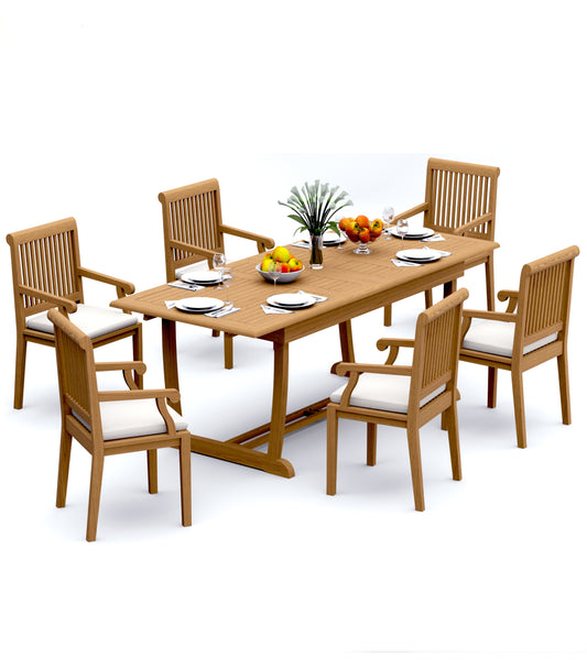 94" Rectangle Table with Trestle Legs and Sack Chairs