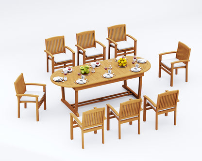 94" Oval Table with Trestle Legs and Wave Chairs