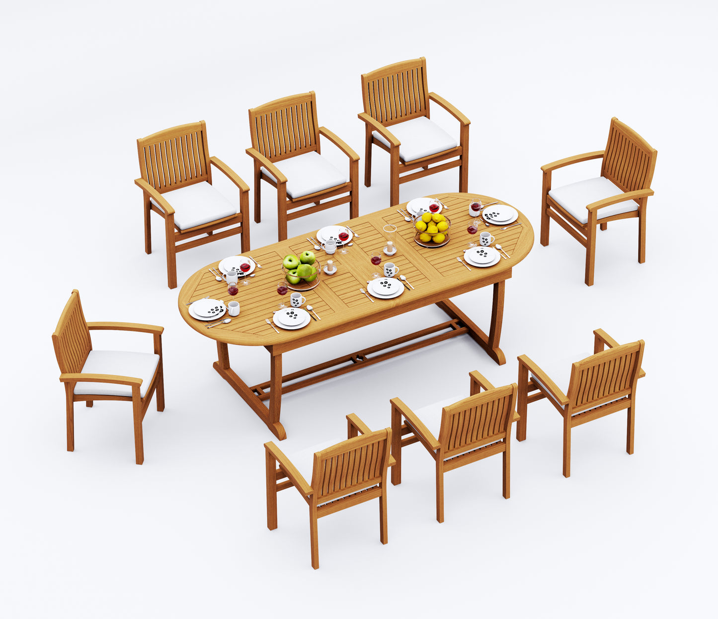 94" Oval Table with Trestle Legs and Wave Chairs