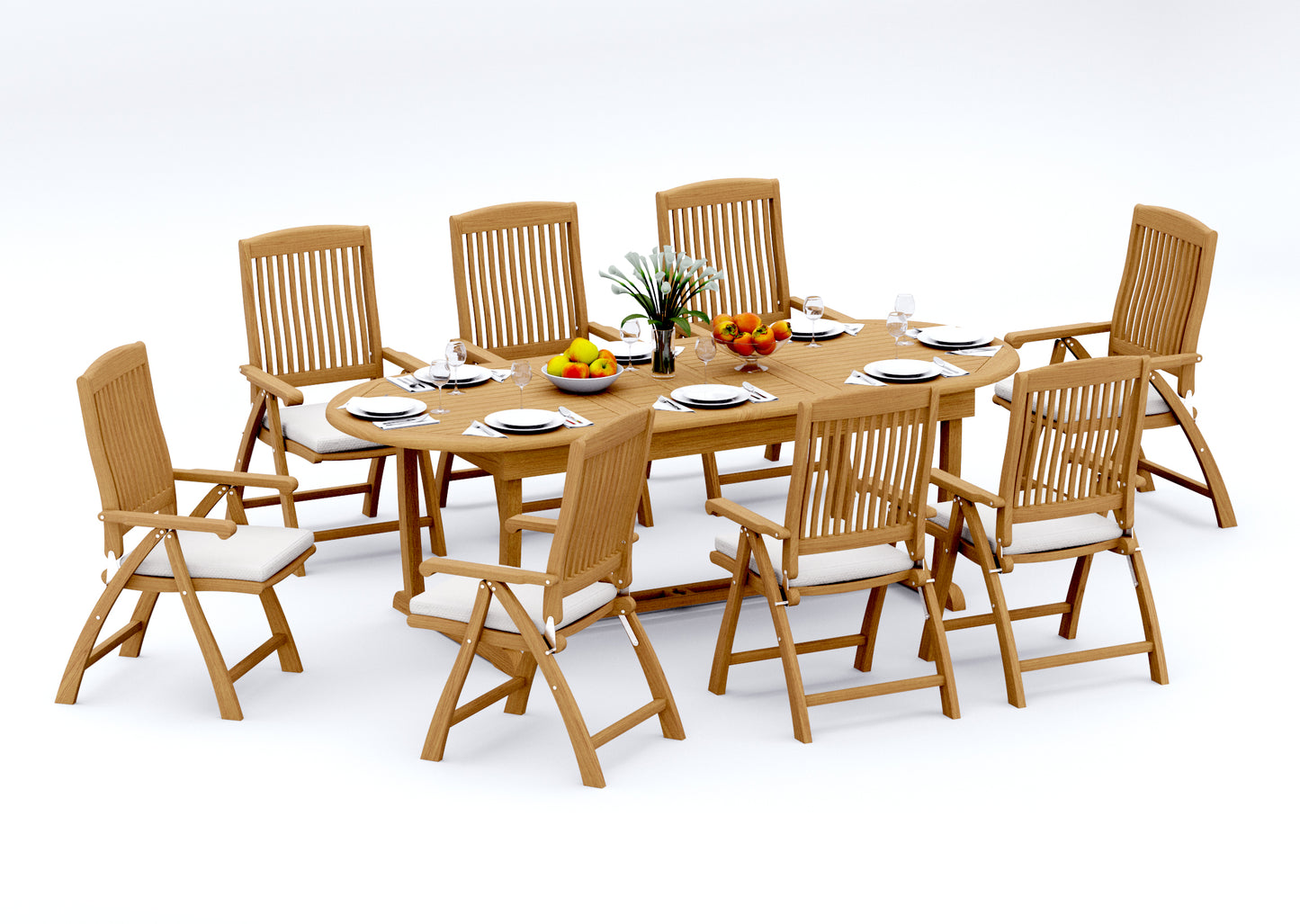 94" Oval Table with Trestle Legs and Marley Chairs