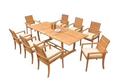 94" Rectangle Table with Trestle Legs and Algrave Stacking Chairs