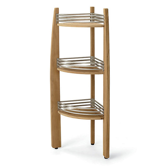 Teak 3 Tiered Corner Shelf Caddy