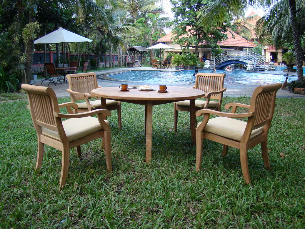 52 Round Table and with 4 Arbor Arm Chairs