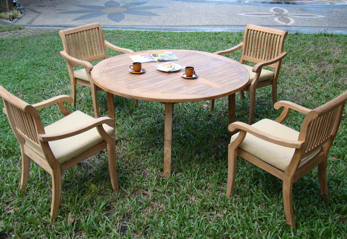 52 Round Table and with 4 Arbor Arm Chairs