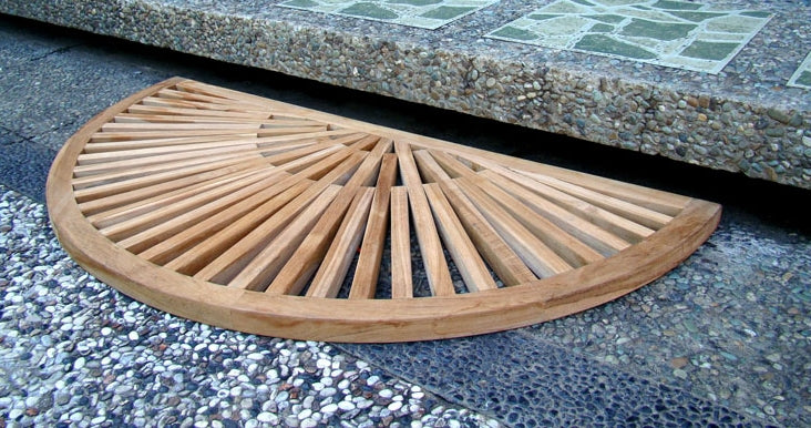 Teak Sun Burst Door Bath Mat