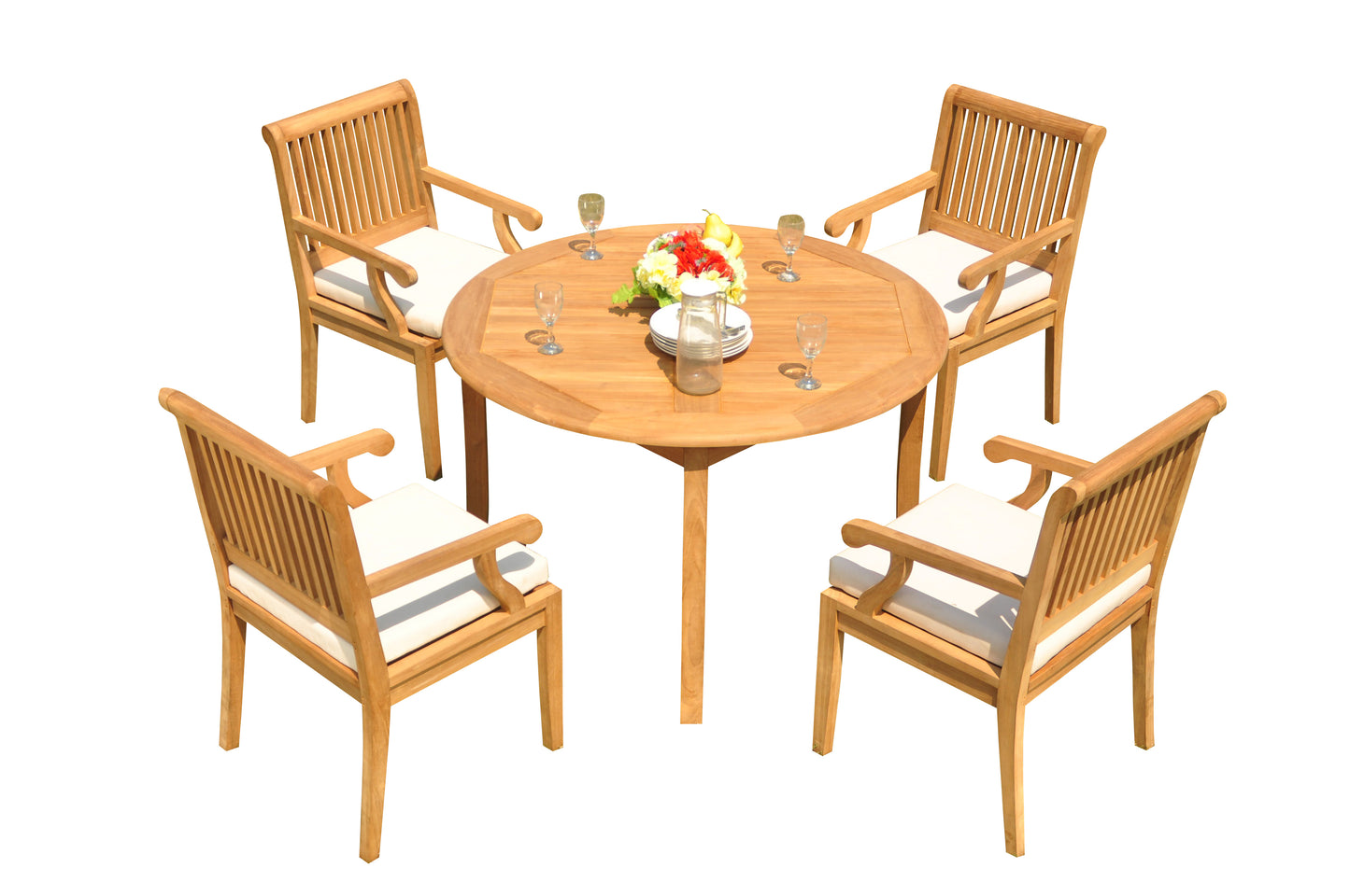 48 Fixed Round Table and with 4 Sack Chairs