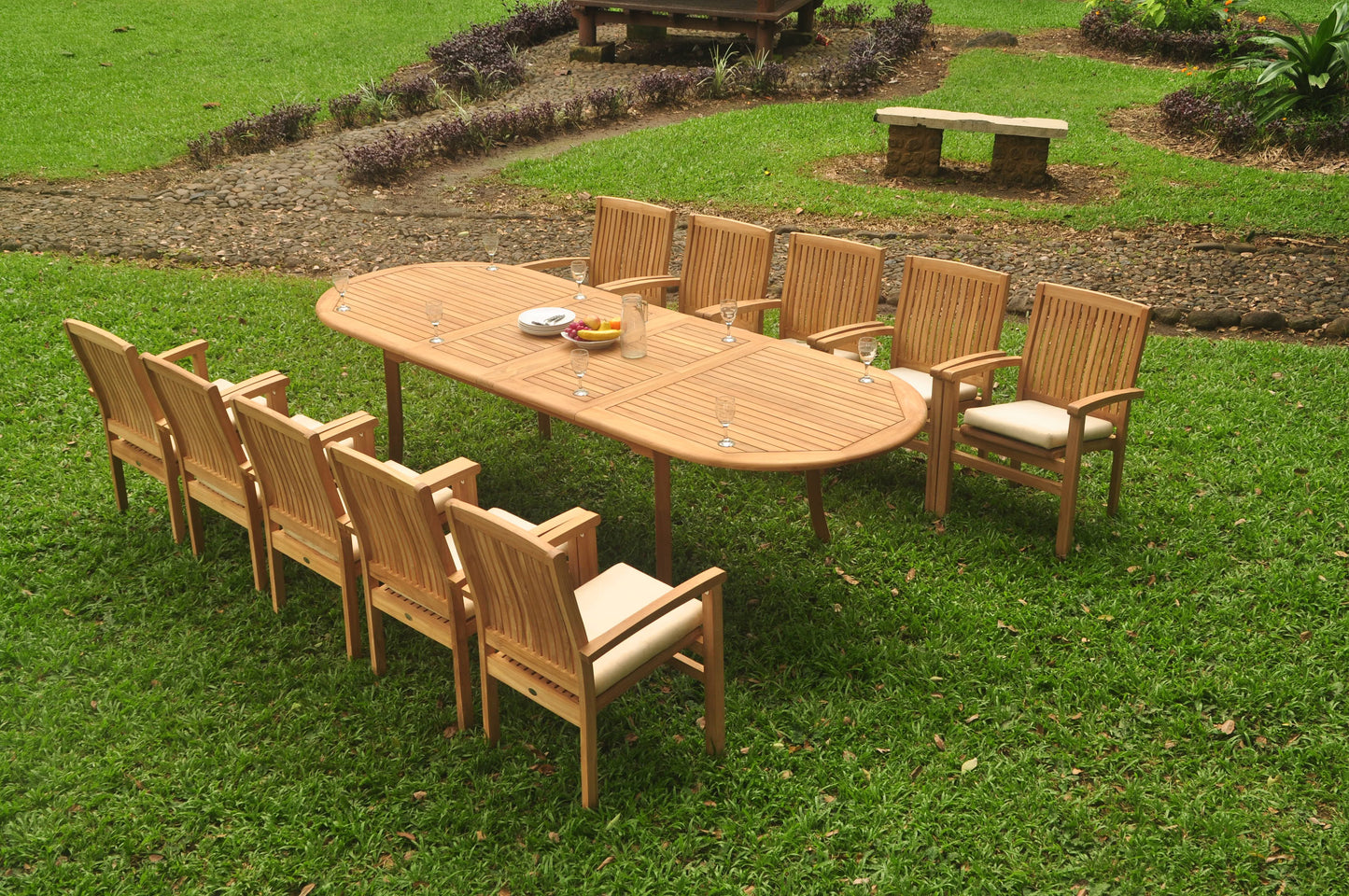 117" Oval Table with Wave Chairs