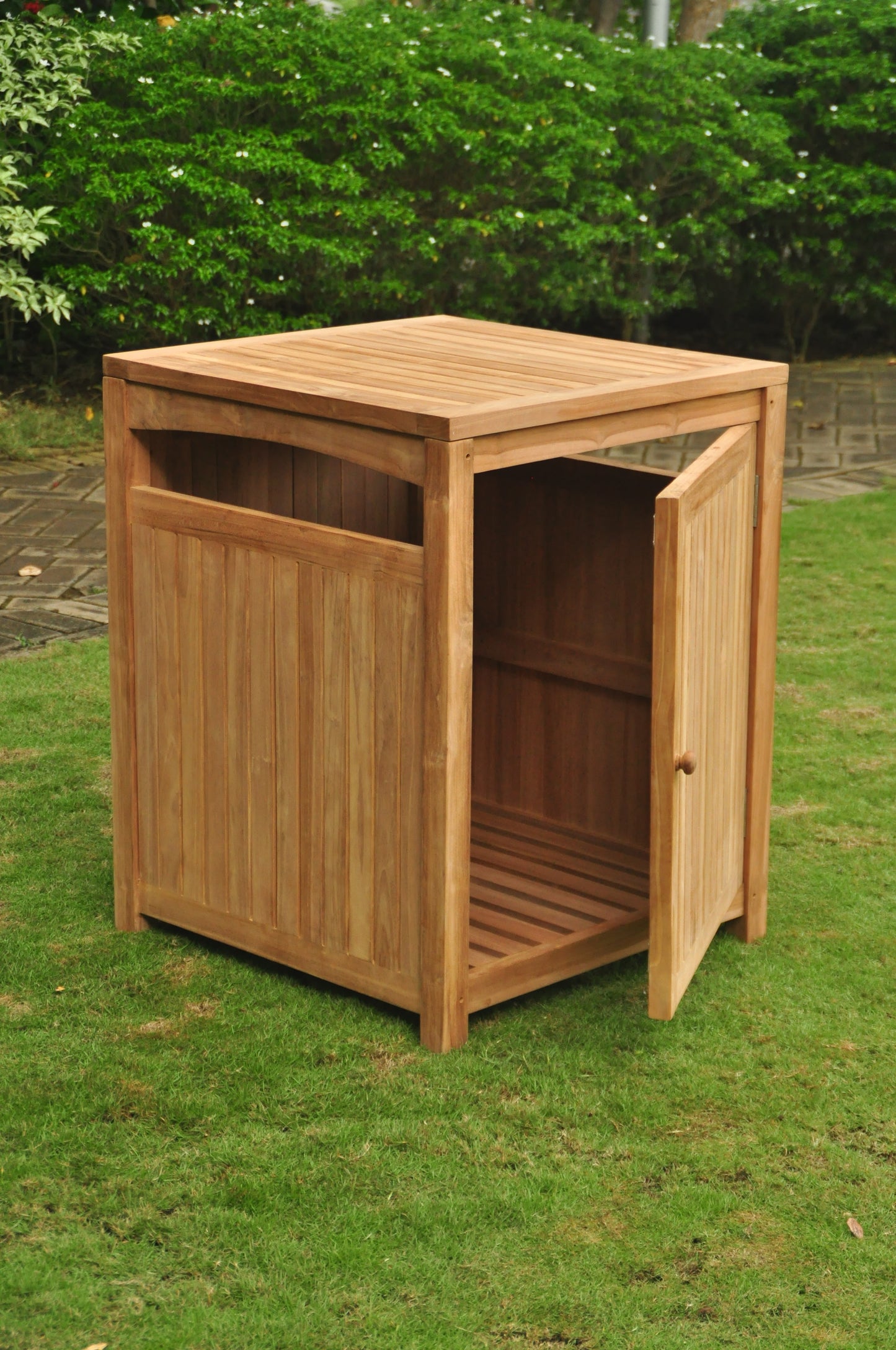 Teak Outdoor Trash Box