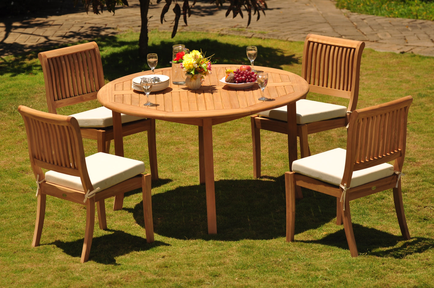 52 Round Table and with 4 Arbor Armless Chairs