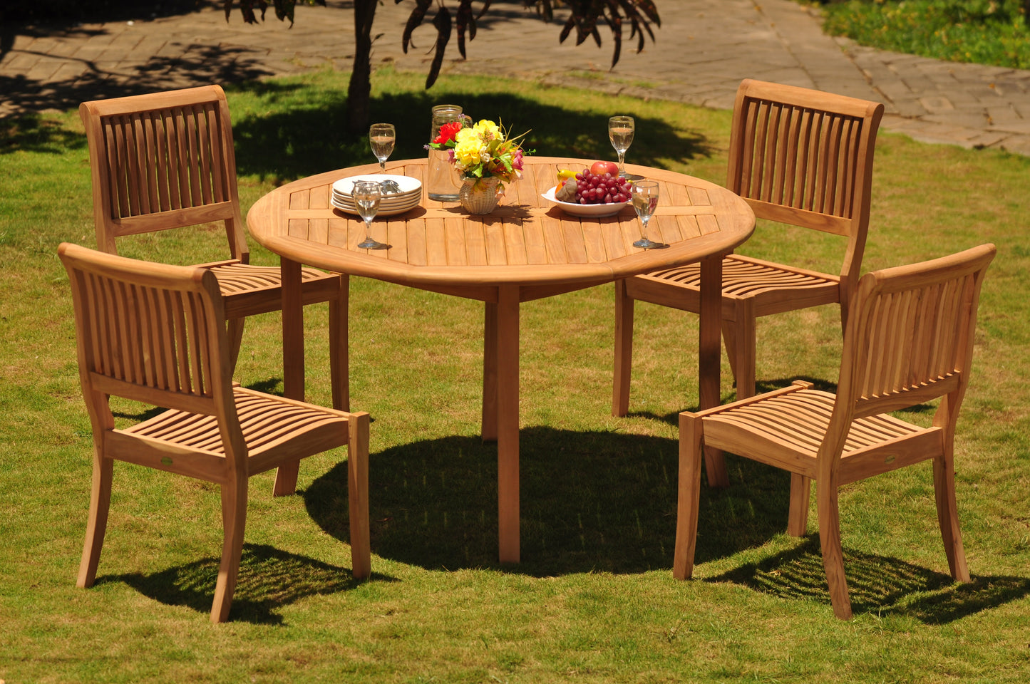 52 Round Table and with 4 Arbor Armless Chairs