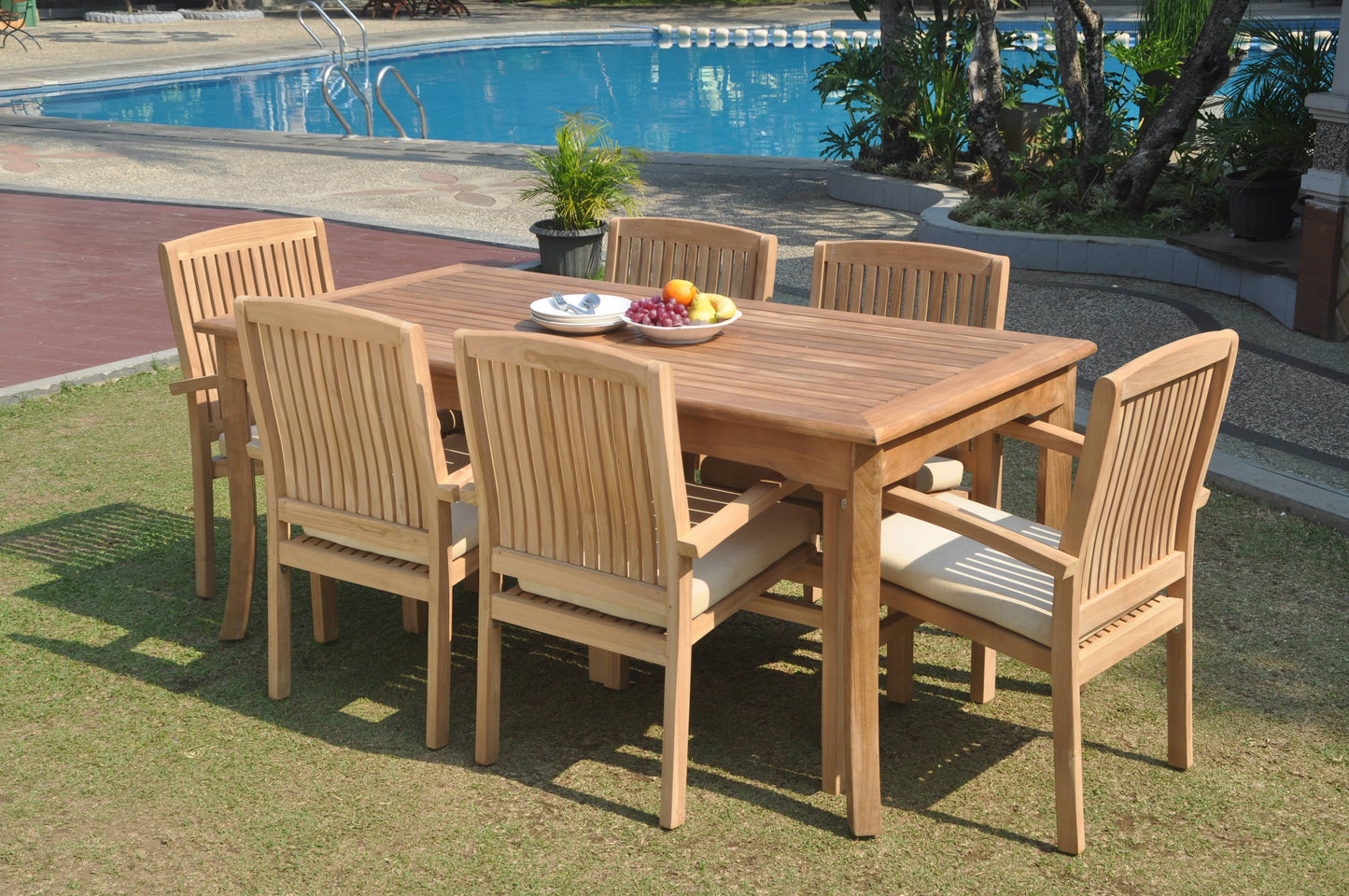 60" Rectangle Table with 6 Wave Chairs