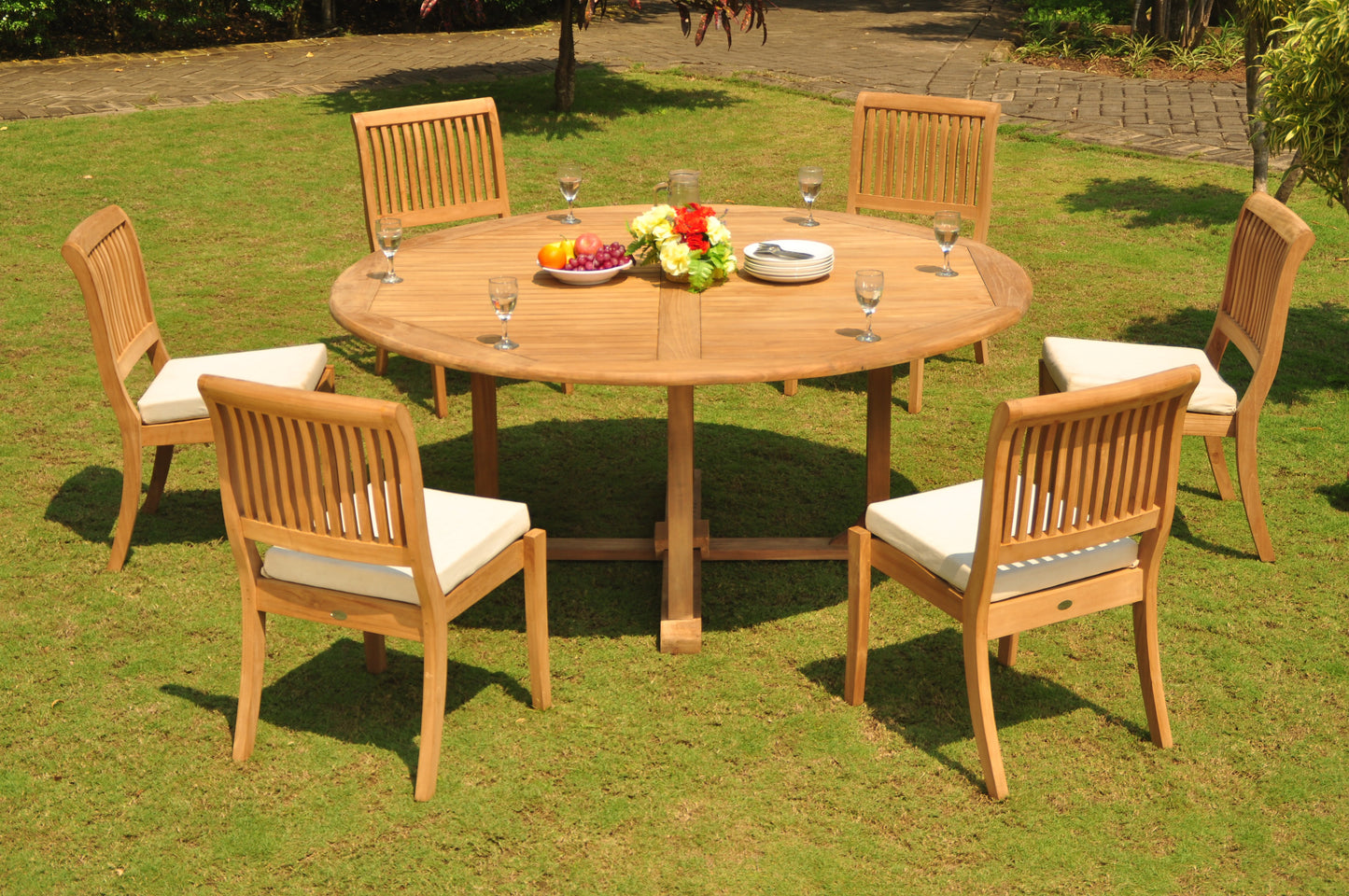72" Round Table and Arbor Armless Chairs