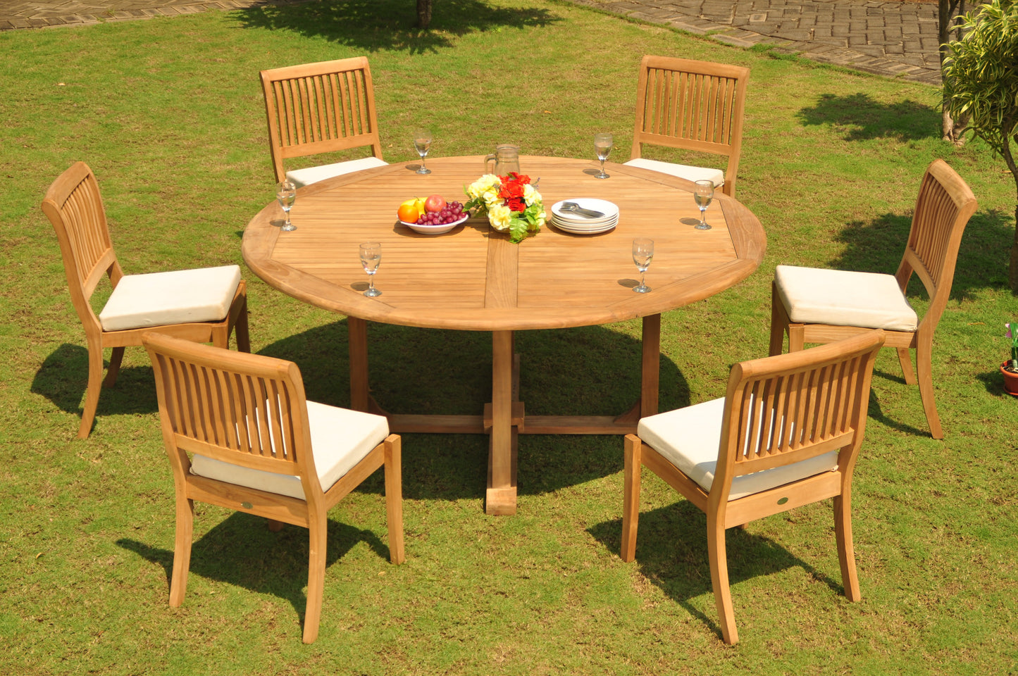 72" Round Table and Arbor Armless Chairs