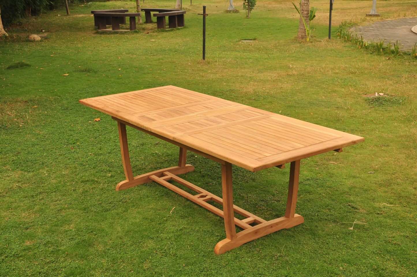 94" Double Extension Rectangle Dining Table with Trestle Legs