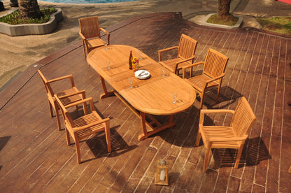 94" Oval Table with Trestle Legs and Lua Chairs