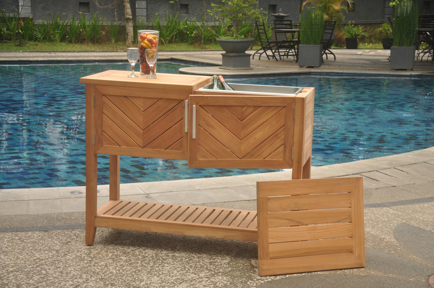 Ventura Teak Console Table with Beverage tub