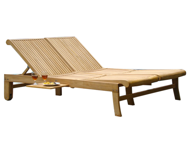 Teak Giva Double Chaise Lounger