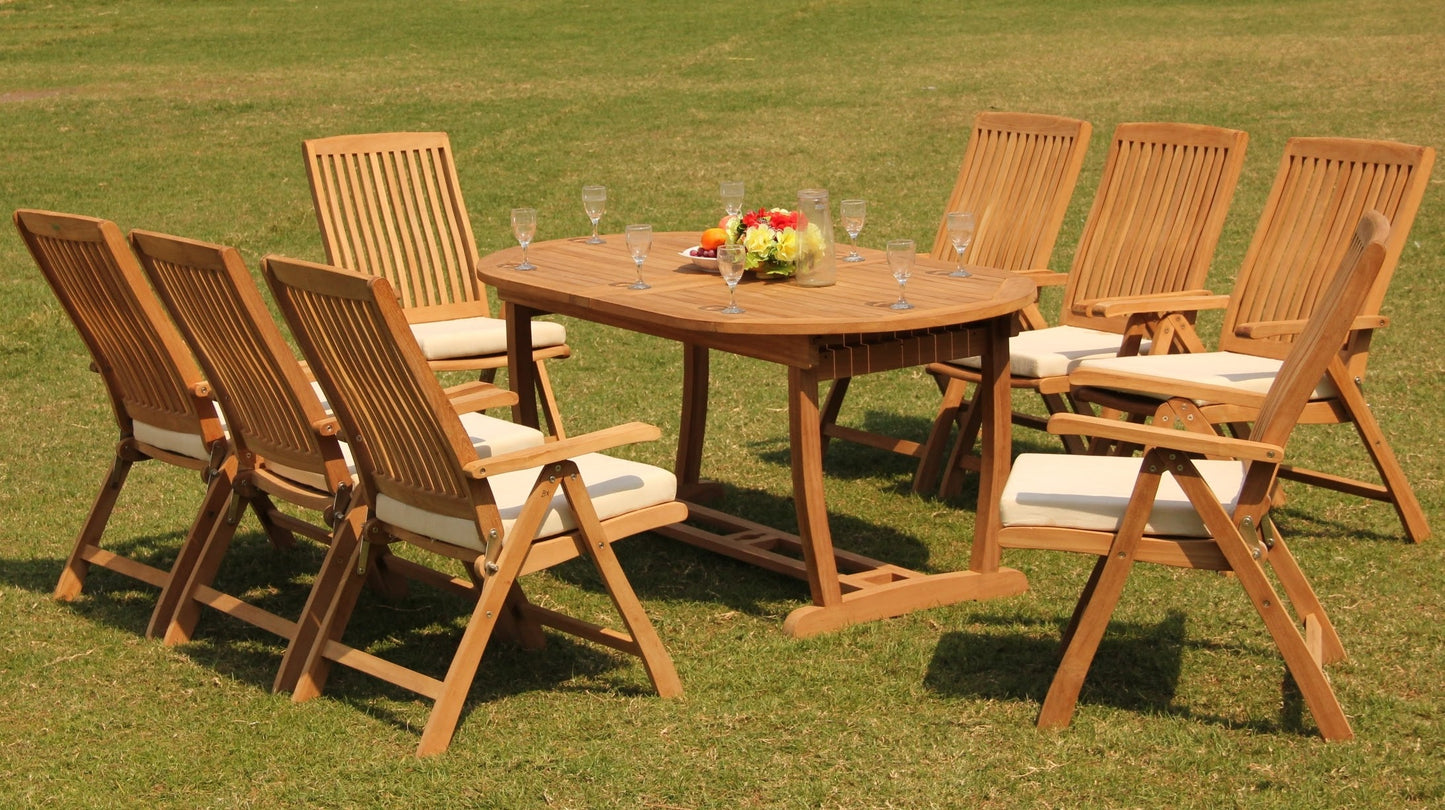 94" Oval Table with Trestle Legs and Marley Chairs