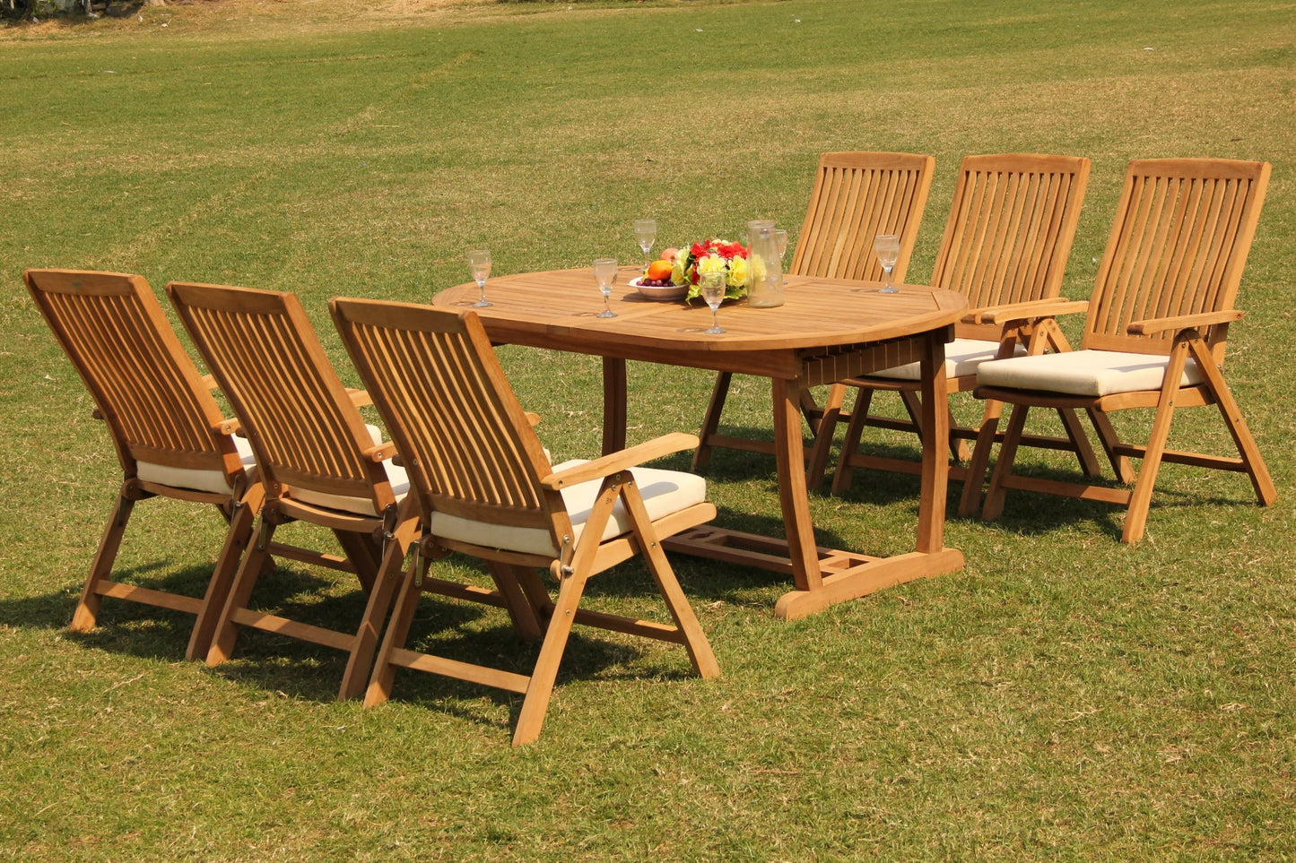 94" Oval Table with Trestle Legs and Marley Chairs