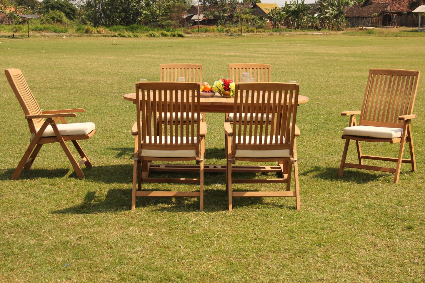 94" Oval Table with Trestle Legs and Marley Chairs