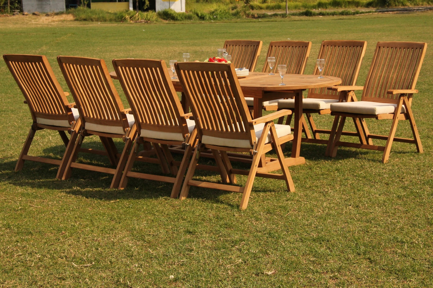 94" Oval Table with Trestle Legs and Marley Chairs