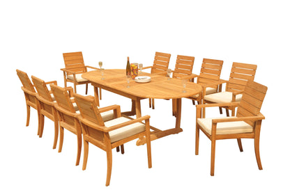 94" Oval Table with Trestle Legs and Algrave Stacking Chairs