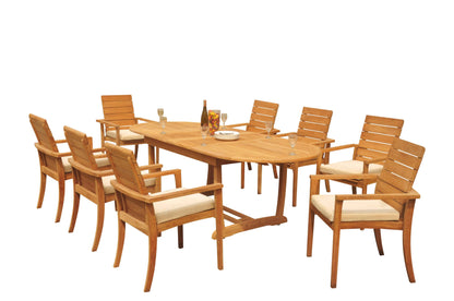 94" Oval Table with Trestle Legs and Algrave Stacking Chairs