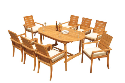 94" Oval Table with Trestle Legs and Algrave Stacking Chairs