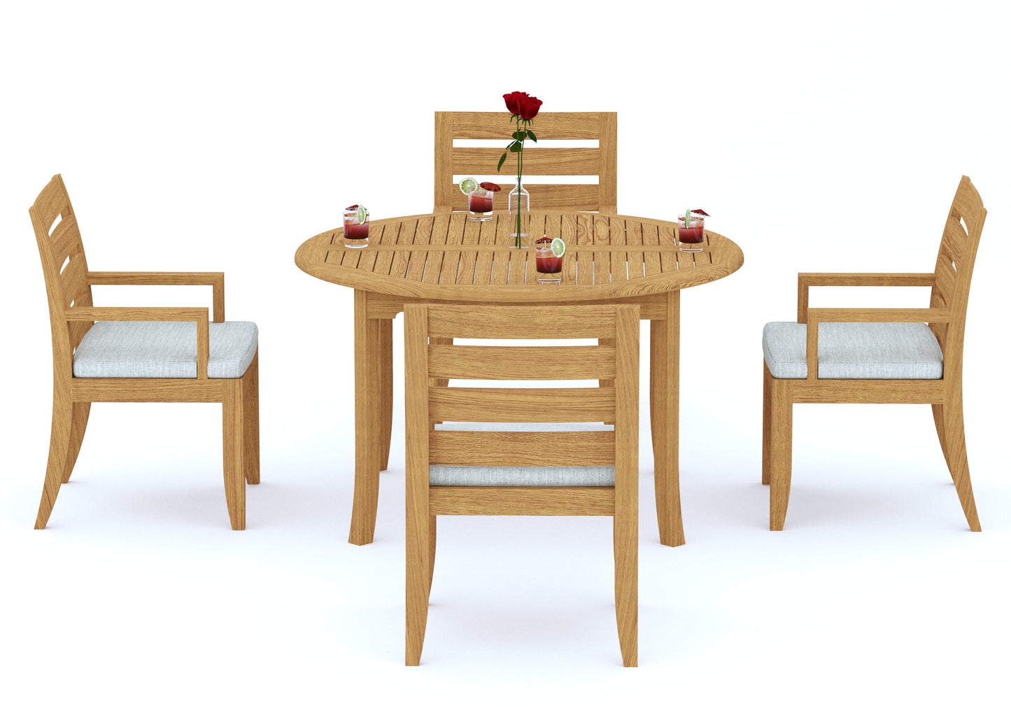 48 Fixed Round Table and with 4 Atnas Arm Chairs